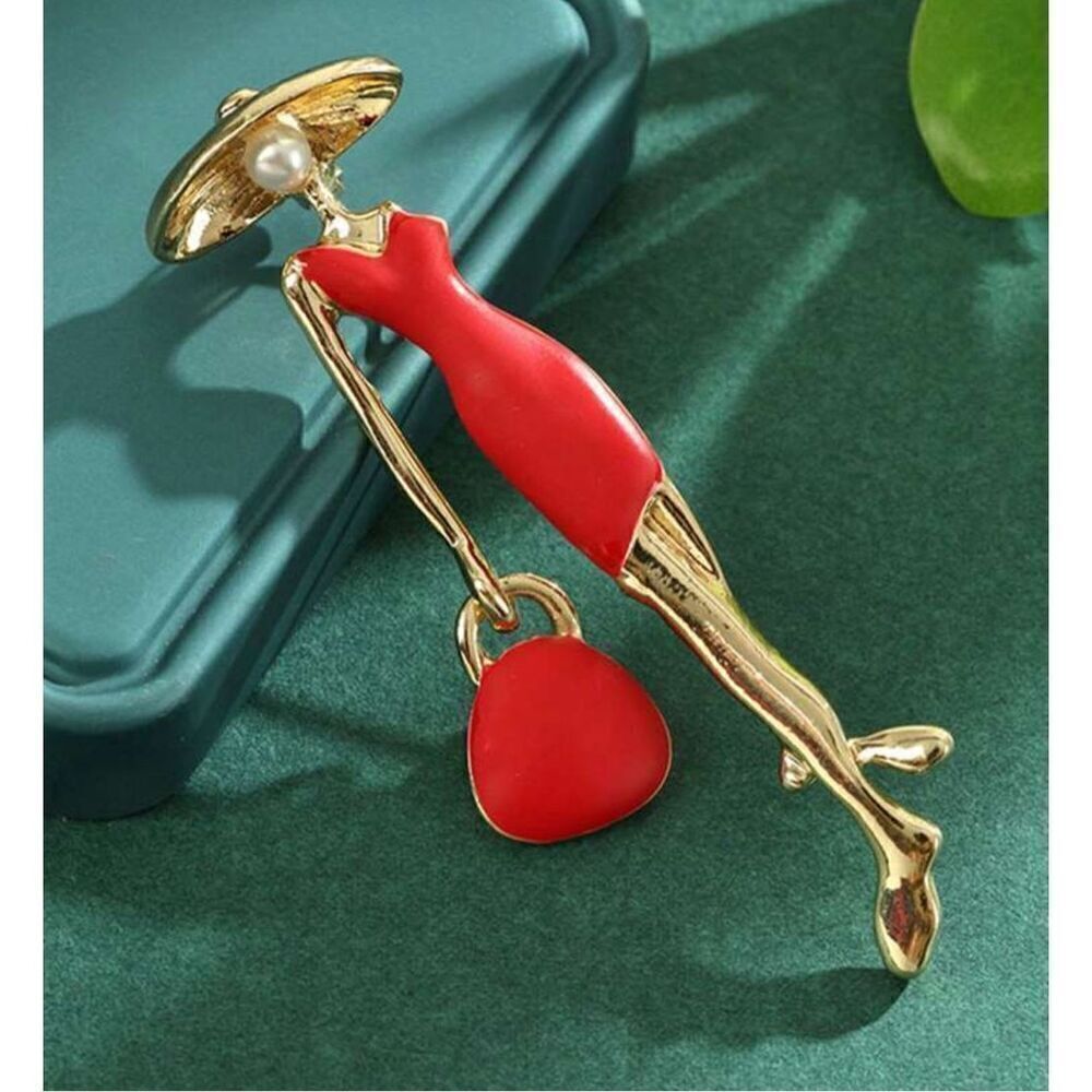 Red Dress Brooch